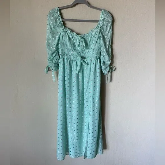 For Love & Lemons Eden Silk Midi Mint Green Dress Blend Metallic Hearts  Size S is available for purchase on au PAY Market - Imported Goods Online  Store Co.Ltd. | au PAY